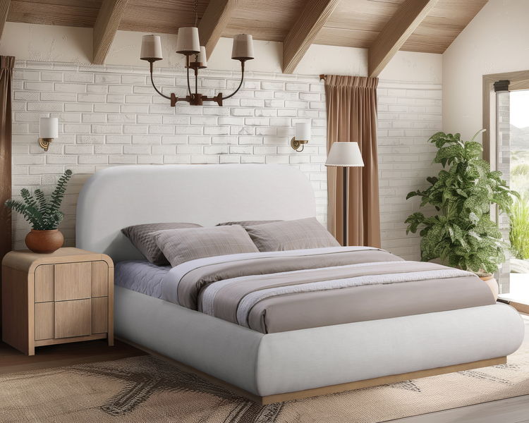 Vaughn - Linen Bed With Natural Base
