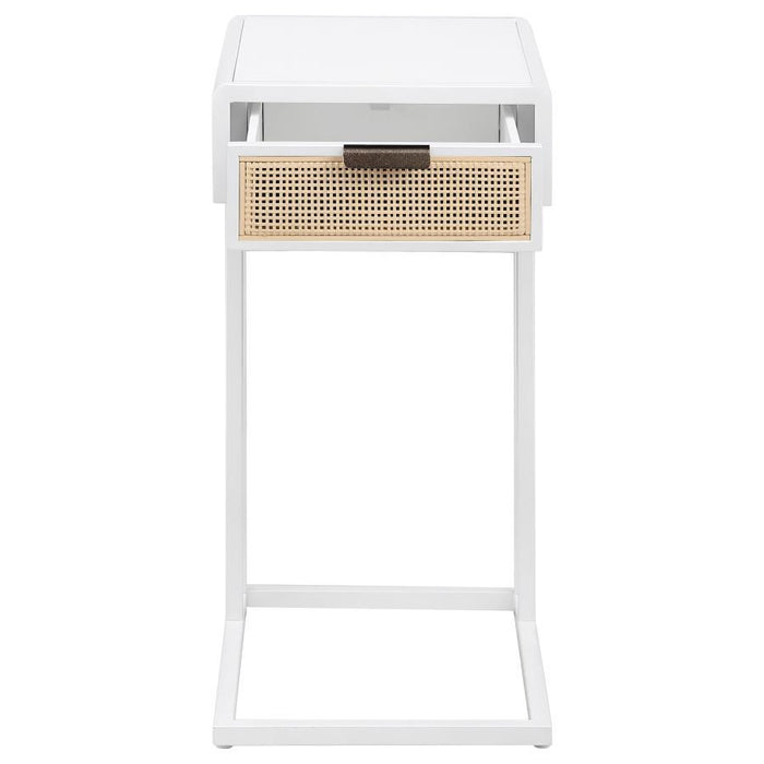 Amherst - 1-Drawer Radio Weave Cane Metal Side Table - Simple Home Plus