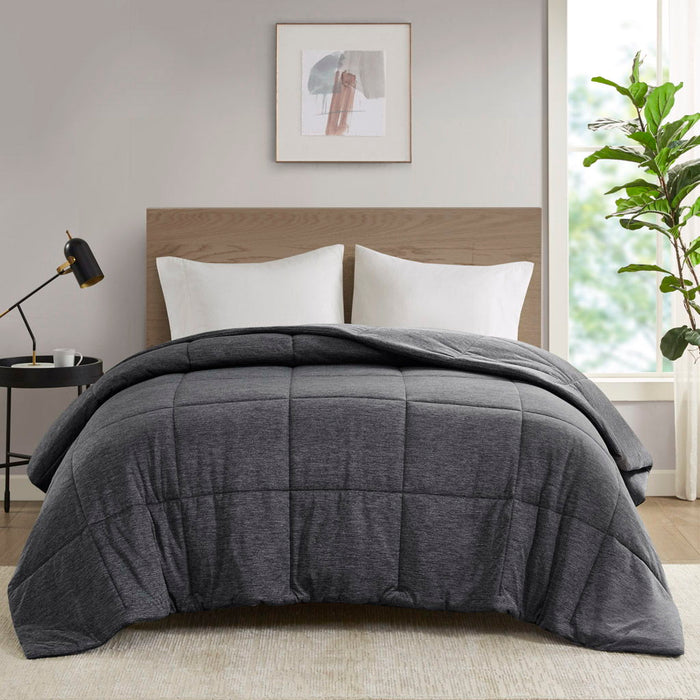 Comfort Cool Jersey Knit - Oversized Down Alternative Queen Comforter - Black - Simple Home Plus