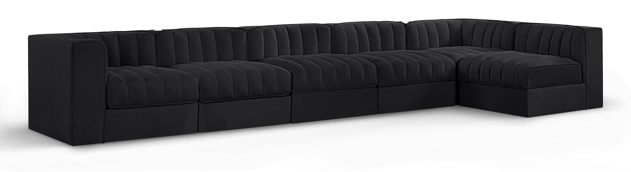Rummi - Velvet Performance Fabric Upholstered 6 Piece Modular Sectional, L-Shaped (Right) - Simple Home Plus