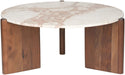 Varenna - Marble Top And Acacia Wood Base Coffee Table - Cream - Simple Home Plus