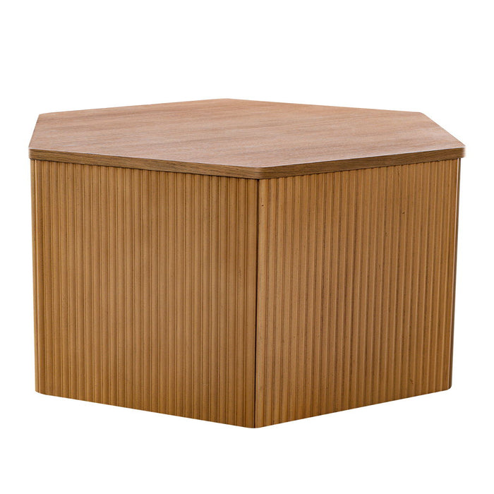 Honey - Fluted Hexagon Coffee Table - Natural - Simple Home Plus