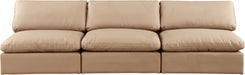 Comfy - Faux Leather Modular Armless Sofa 3 Pieces - Tan - Simple Home Plus