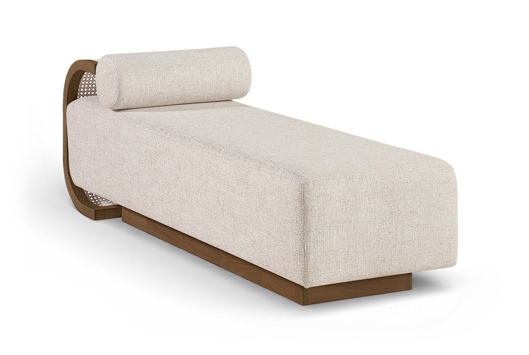 Zephyr - Linen Textured Fabric Upholstered Chaise - Painted Brown Walnut Base - Simple Home Plus