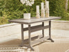 Seacliff Beach - Rectangular Counter Height Dining Table With Umbrella Option - Medium Brown - Simple Home Plus