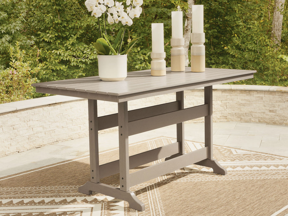 Seacliff Beach - Rectangular Counter Height Dining Table With Umbrella Option - Medium Brown - Simple Home Plus