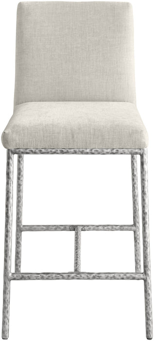 Reeves - Chenille Fabric Upholstered Counter Stool (Set of 2) - Silver Base - Simple Home Plus