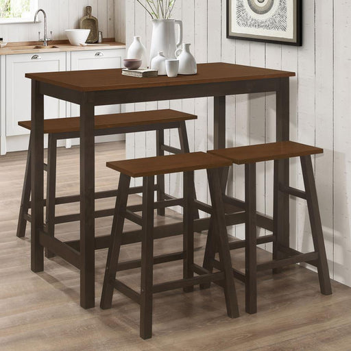 Connie - 4 Piece Counter Height Set - Chestnut And Dark Brown - Simple Home Plus