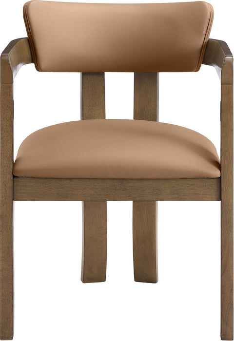 Lavrin - Vegan Leather Upholstered Dining Arm Chair (Set of 2) - Walnut Base - Simple Home Plus