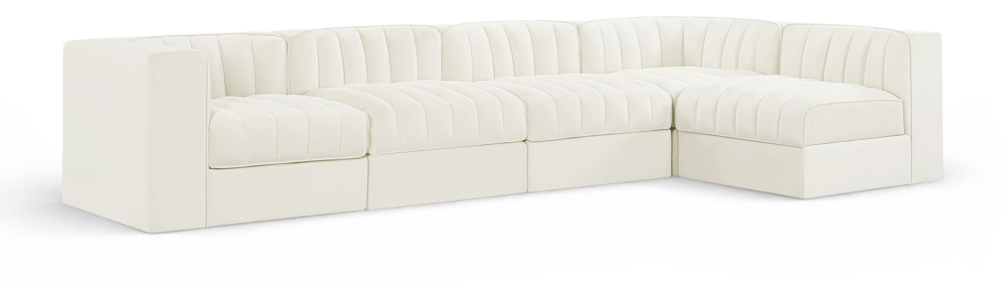 Rummi - Velvet Performance Fabric Upholstered 5 Piece Modular Sectional, L-Shaped (Right) - Simple Home Plus