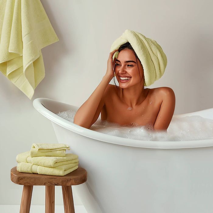 800GSM - 8 Piece Antimicrobial Towel Set - Yellow - Simple Home Plus