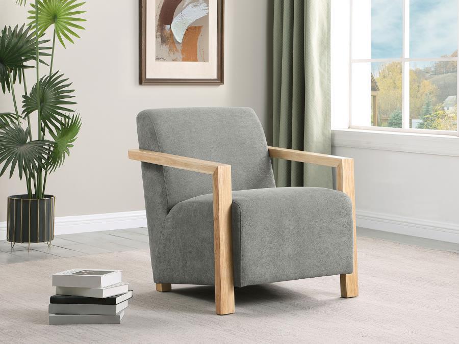 Diego - Upholstered Accent Arm Chair With Wood Arms - Simple Home Plus