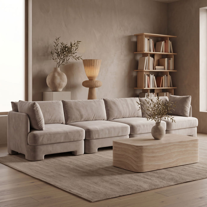Hammond - Velvet Performance Fabric Upholstered 4 Piece Sofa - Simple Home Plus