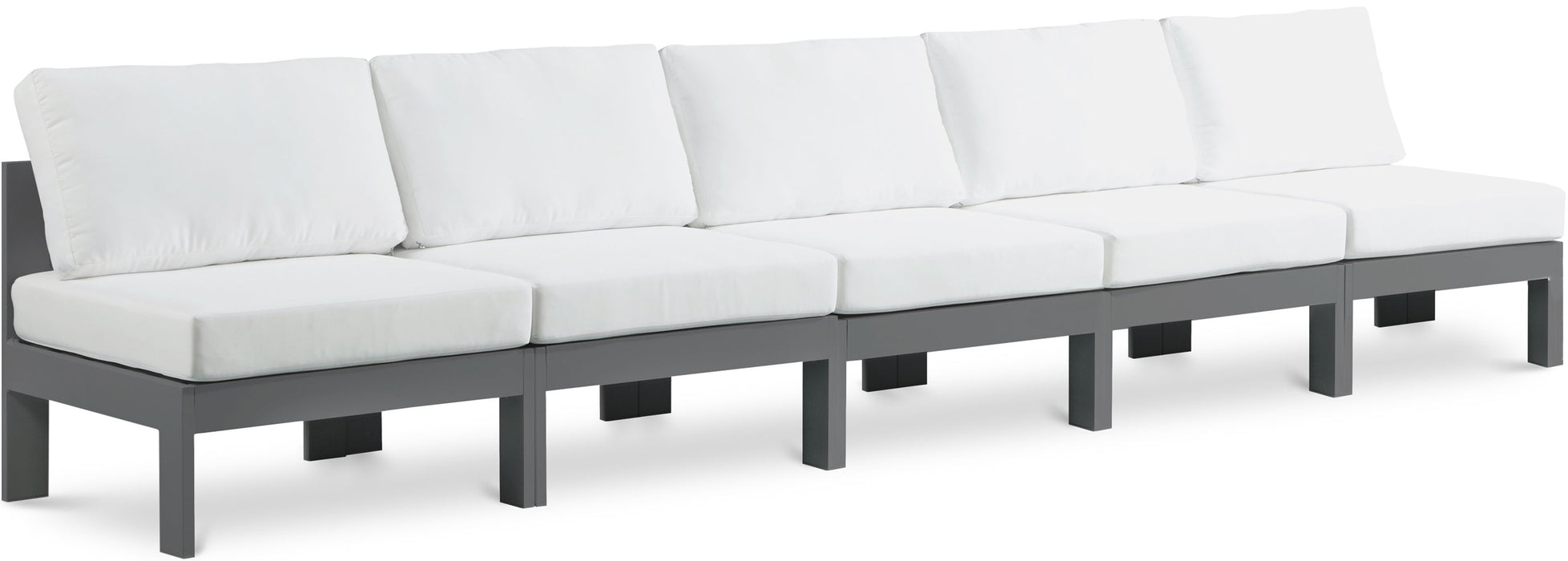 Nizuc - Outdoor Patio 5 Seat Modular Armless Sofa With Gray Frame - Simple Home Plus
