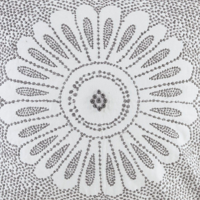 Sofia - Embroidered Decorative Square Pillow - Gray - Simple Home Plus