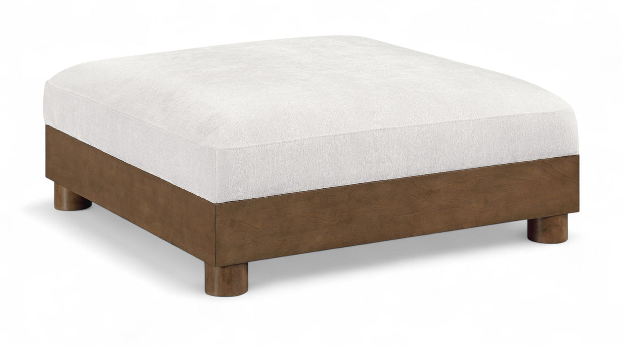 Turin - Chenille Fabric Upholstered Modular Ottoman - Walnut Base - Simple Home Plus