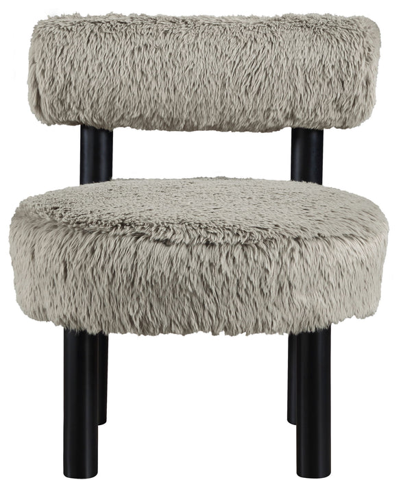 Ambre - Vegan Shearling Fabric Upholstered Accent Chair - Taupe - Simple Home Plus