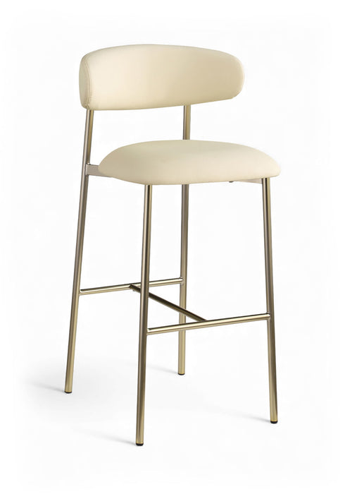 Lupita - Vegan Leather Upholstered Bar Stool (Set of 2) - Cream / Brushed Gold - Simple Home Plus