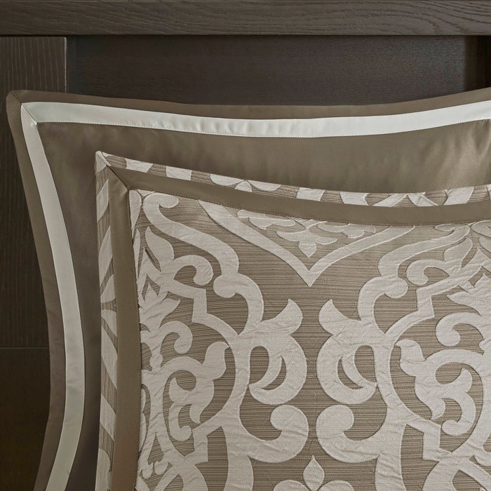 Odette - California King 8 Piece Comforter Set - Tan - Simple Home Plus