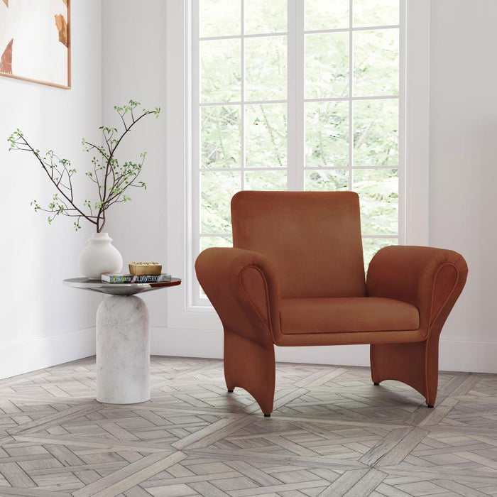 Liana - Upholstered Roll Arm Accent Armchair - Rust - Simple Home Plus