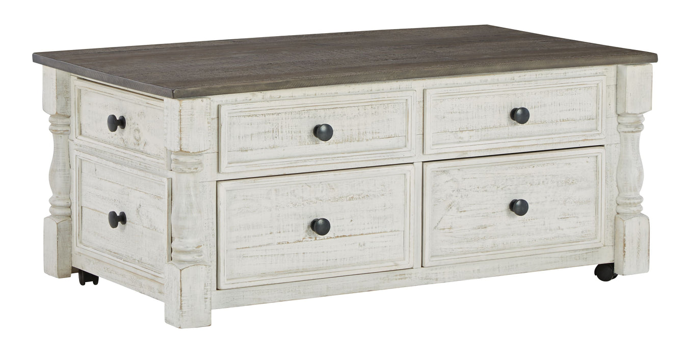 Havalance - White / Gray - Lift Top Cocktail Table with Storage Drawers - Simple Home Plus