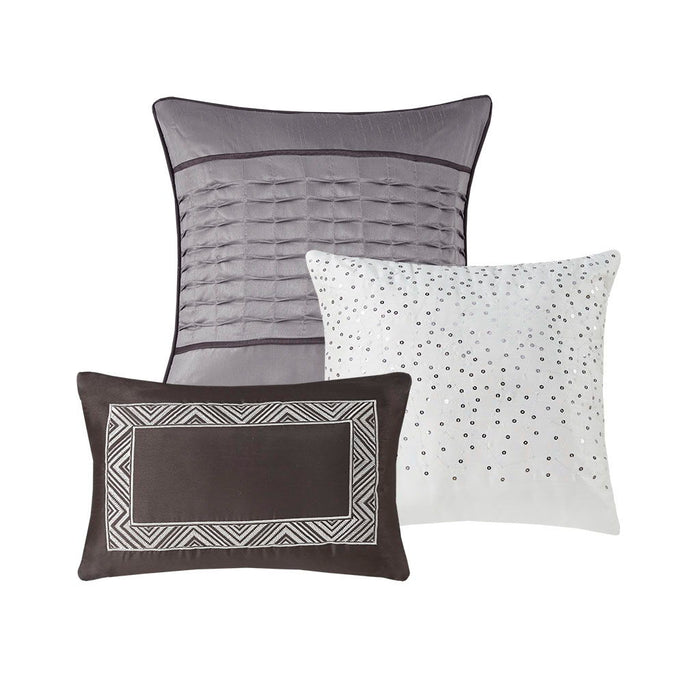 Rhapsody - California King 7 Piece Comforter Set - Gray / Taupe - Simple Home Plus