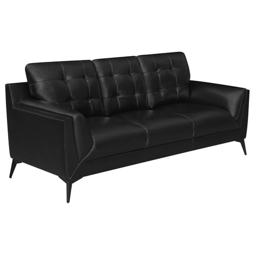 Moira - Upholstered Tufted Sofa With Track Arms - Black - Simple Home Plus