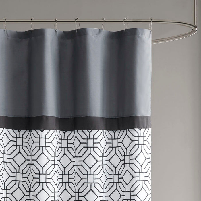 Donnell - Embroidered And Pieced Shower Curtain - Black / Gray - Simple Home Plus