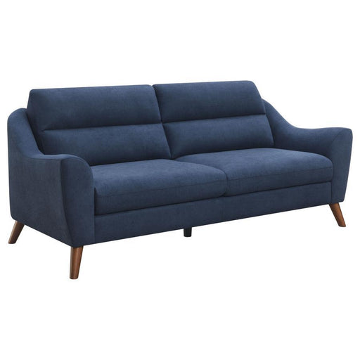 Gano - Sloped Arm Upholstered Sofa - Navy Blue - Simple Home Plus