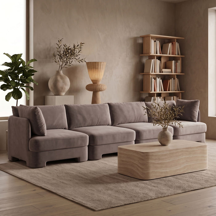 Hammond - Velvet Performance Fabric Upholstered 4 Piece Sofa - Simple Home Plus