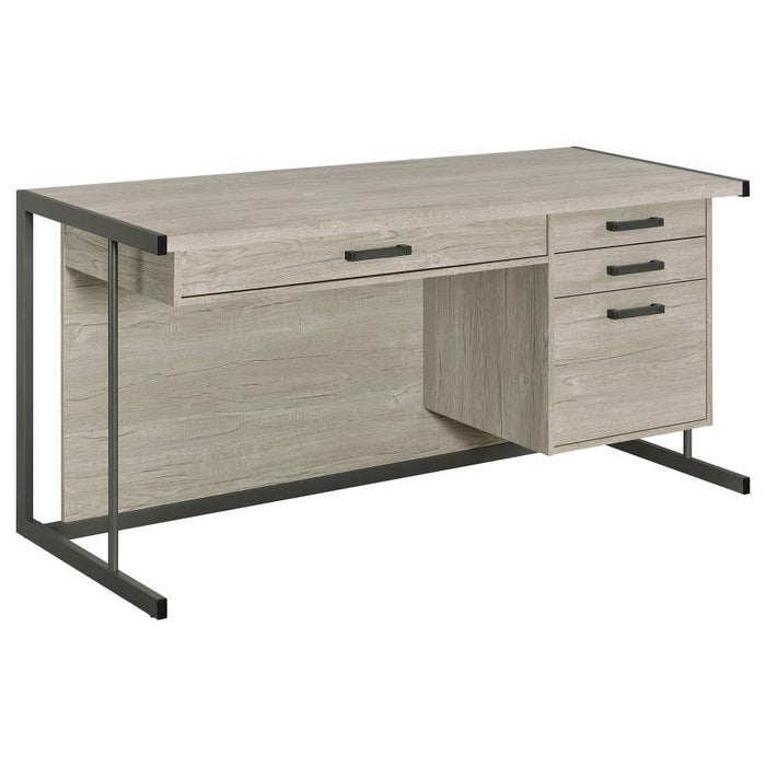 Loomis - 4-Drawer Computer Desk - Whitewashed Gray - Simple Home Plus