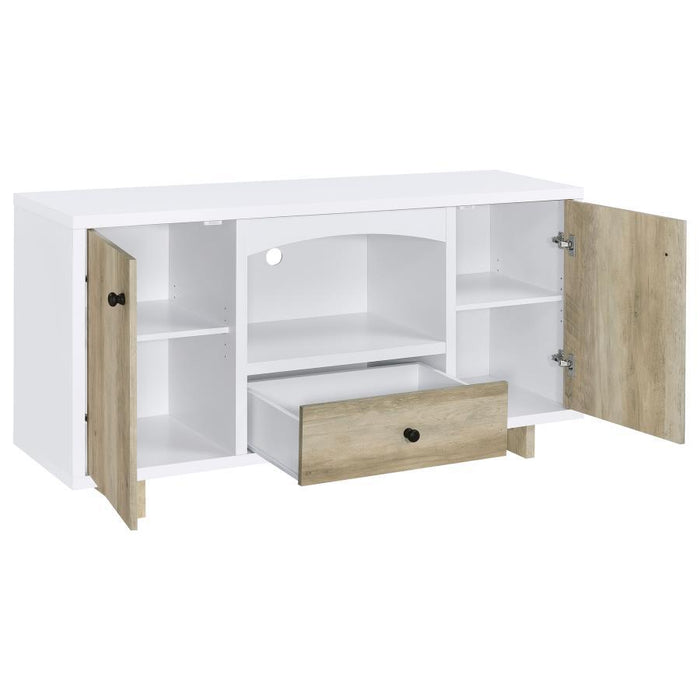 Dalton - 2 Door Storage Credenza - White And Distressed Pine - Simple Home Plus