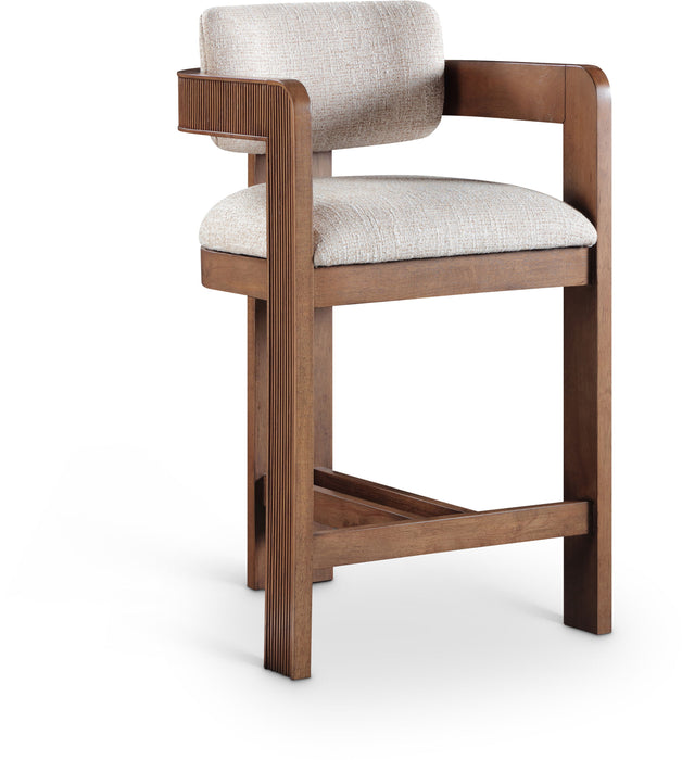 Sacha - Linen Stool With Brown Base - Simple Home Plus
