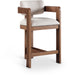 Sacha - Linen Stool With Brown Base - Simple Home Plus