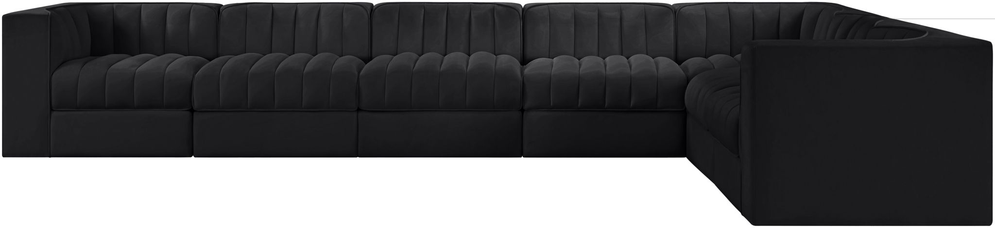 Rummi - Velvet Performance Fabric Upholstered 7 Piece Modular Sectional (With 3 Corner Chairs) - Simple Home Plus