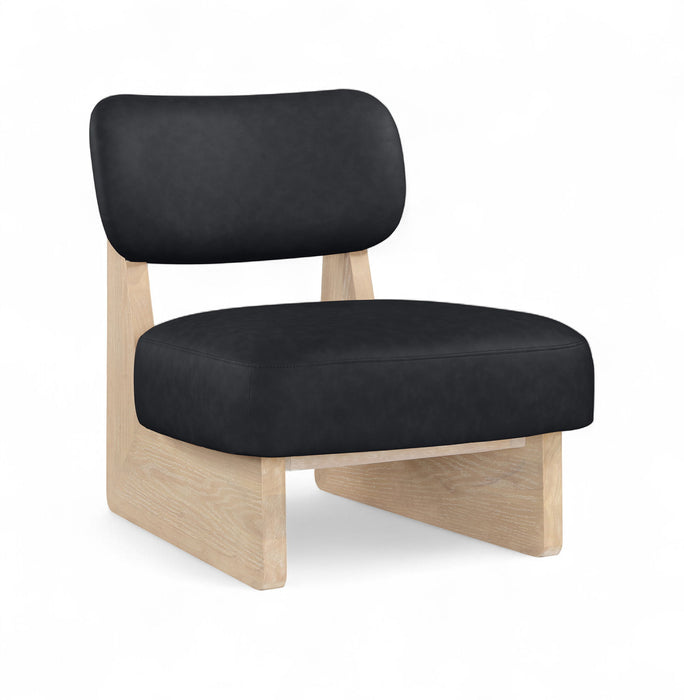 Vetra - Vegan Leather Upholstered Accent Chair With Natural Base - Simple Home Plus