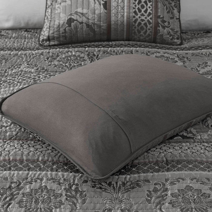 Bellagio - 6 Piece King/California King Quilt Set With Throw Pillows - Gray - Simple Home Plus