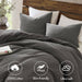 Lyon - 3 Piece King/California King Waffle Washed Duvet Set - Charcoal - Simple Home Plus
