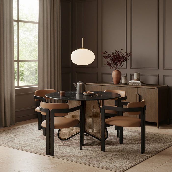 Aurum - Vegan Leather Upholstered Dining Chair With Graphite Black Base (Set of 2) - Simple Home Plus