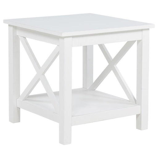 Skyview - Square Pine Wood Side End Table With Shelf - White - Simple Home Plus