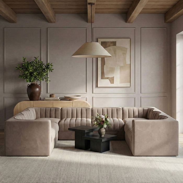 Rummi - Velvet Performance Fabric Upholstered Modular Sectional - Simple Home Plus