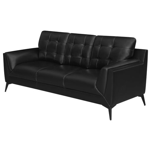 Moira - Upholstered Tufted Sofa With Track Arms - Black - Simple Home Plus