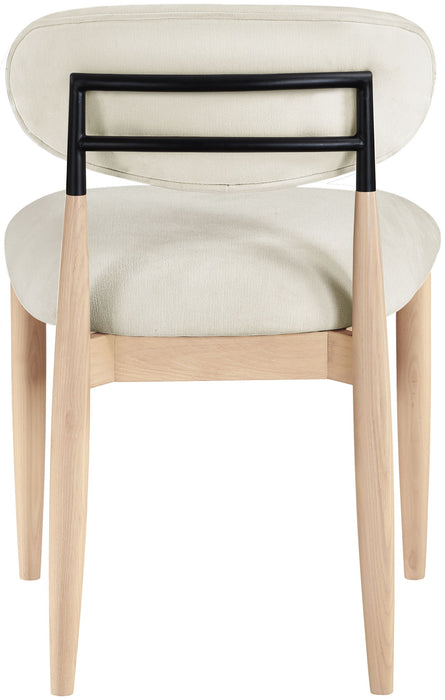 Riccio - Performance Fabric Upholstered Dining Side Chair (Set of 2) With Light Brown Legs - Cream - Simple Home Plus