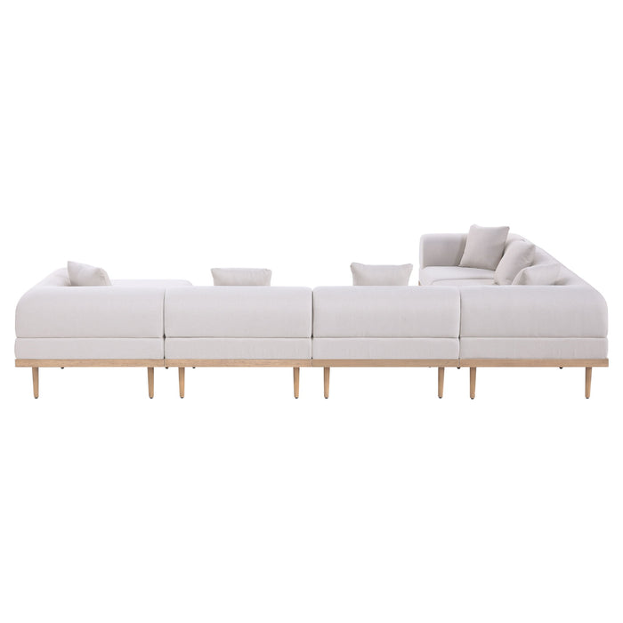 Laguna - 7 Piece Resilient Water Resistant Fabric 142" Upholstered Outdoor Patio Modular Sectional - Simple Home Plus