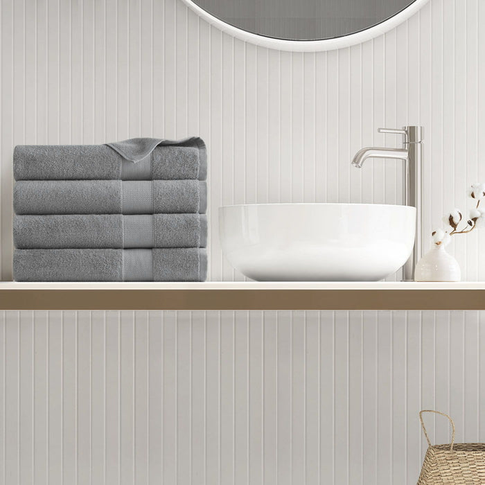 Premium Turkish Cotton 4-Piece 500GSM Plush Towel Set - Charcoal - Simple Home Plus