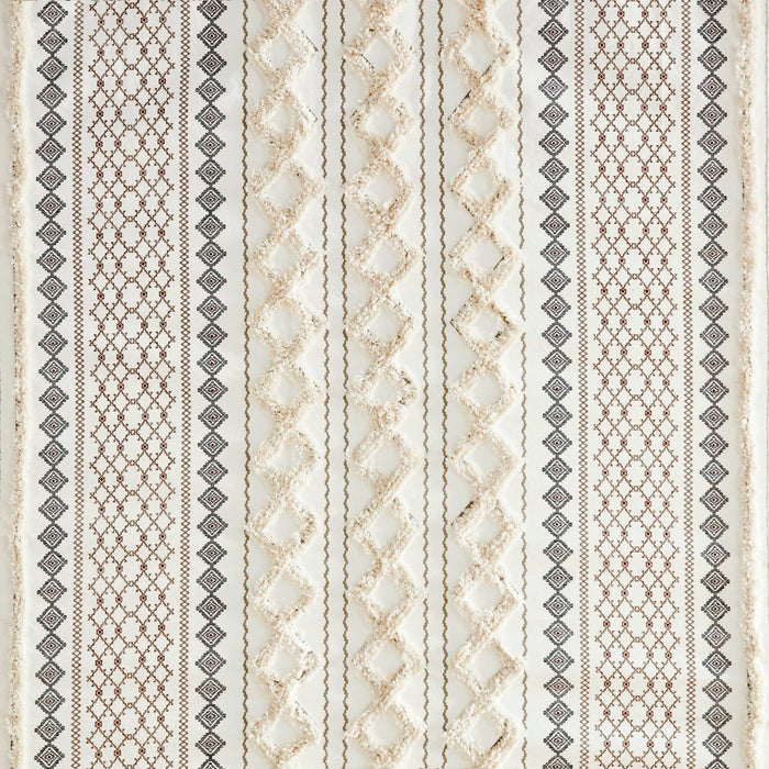 Imani - Printed Shower Curtain With Chenille - Ivory