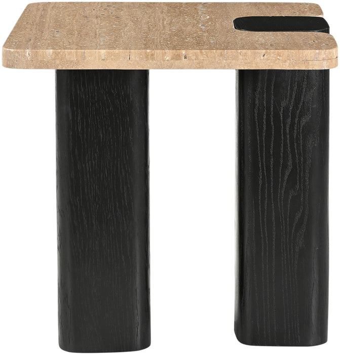 Ravenna - Genuine Travertine Top And Oak Wood Base Table - Simple Home Plus