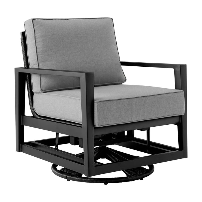 Cayman - Black Aluminum Outdoor Swivel Glider Chair With Cushion - Black / Dark Gray - Simple Home Plus