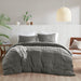 Porter - Twin/Twin Long Soft Washed Pleated Duvet Cover Set - Gray - Simple Home Plus