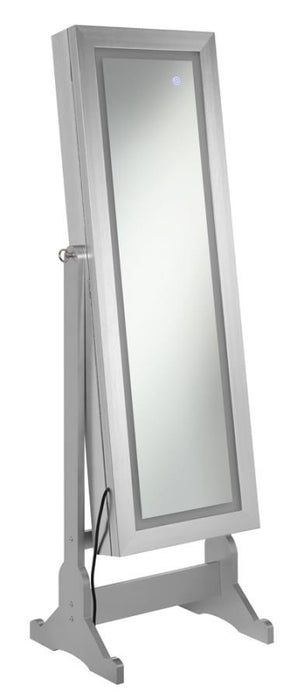 Moore - Cheval Mirror With Jewelry Storage - Silver - Simple Home Plus
